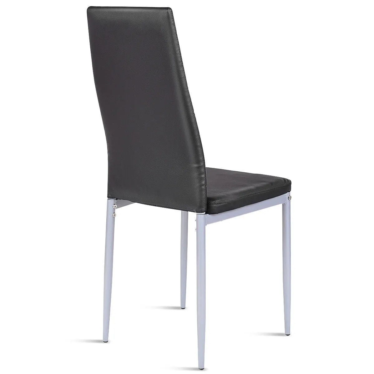 Set of 4 PU Leather Dining Side Chairs Elegant Design Home Furniture Black