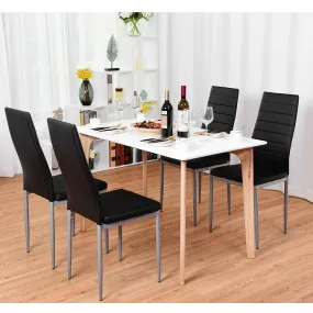 Set of 4 PU Leather Dining Side Chairs Elegant Design Home Furniture Black
