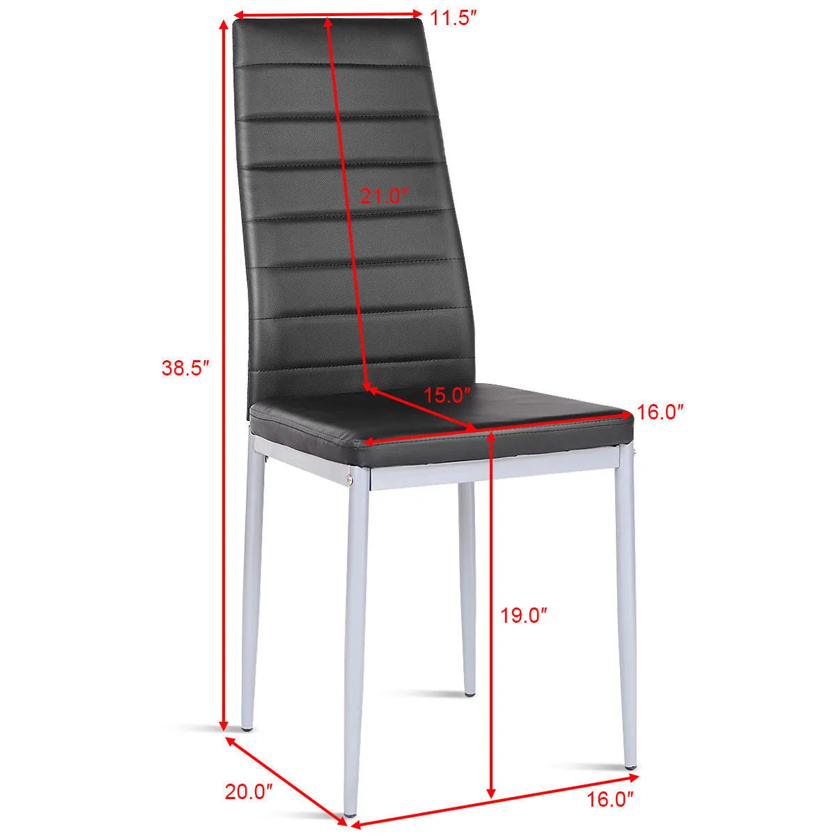 Set of 4 PU Leather Dining Side Chairs Elegant Design Home Furniture Black