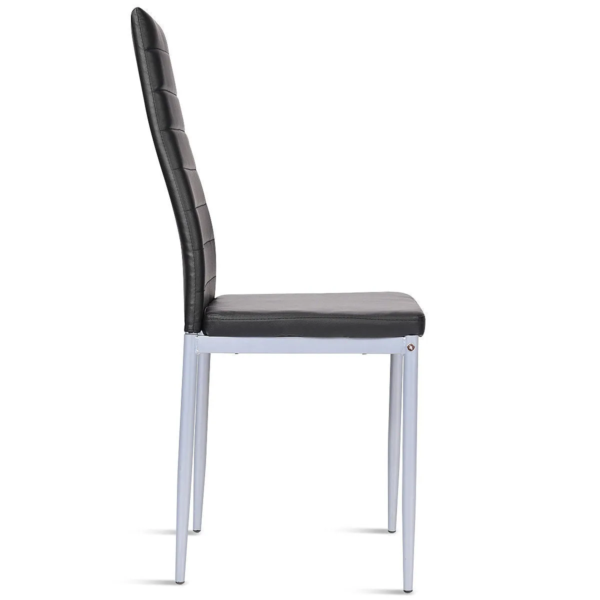 Set of 4 PU Leather Dining Side Chairs Elegant Design Home Furniture Black