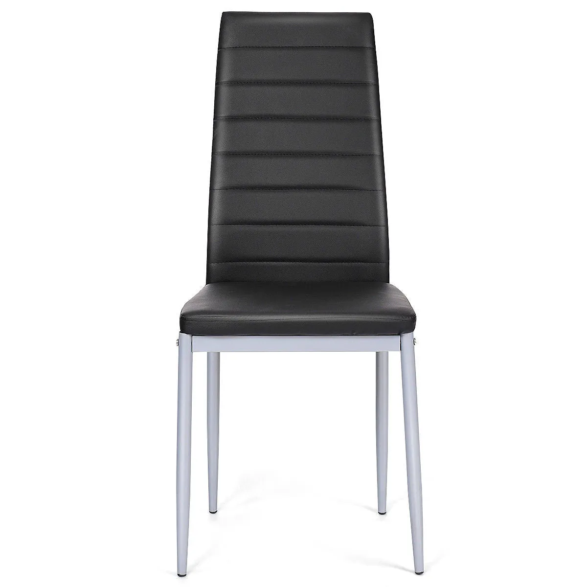 Set of 4 PU Leather Dining Side Chairs Elegant Design Home Furniture Black
