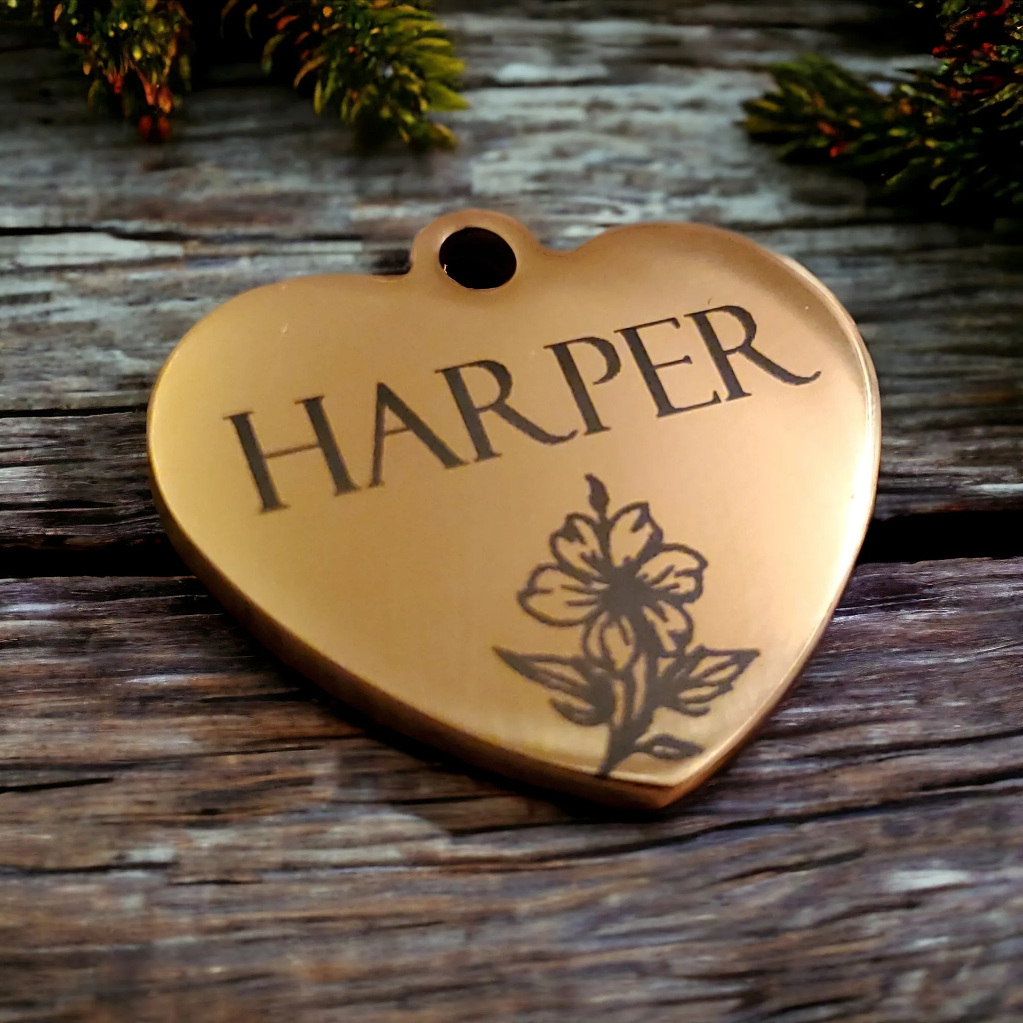 Silver Heart Shaped Pet ID Tag | Laser Engraved