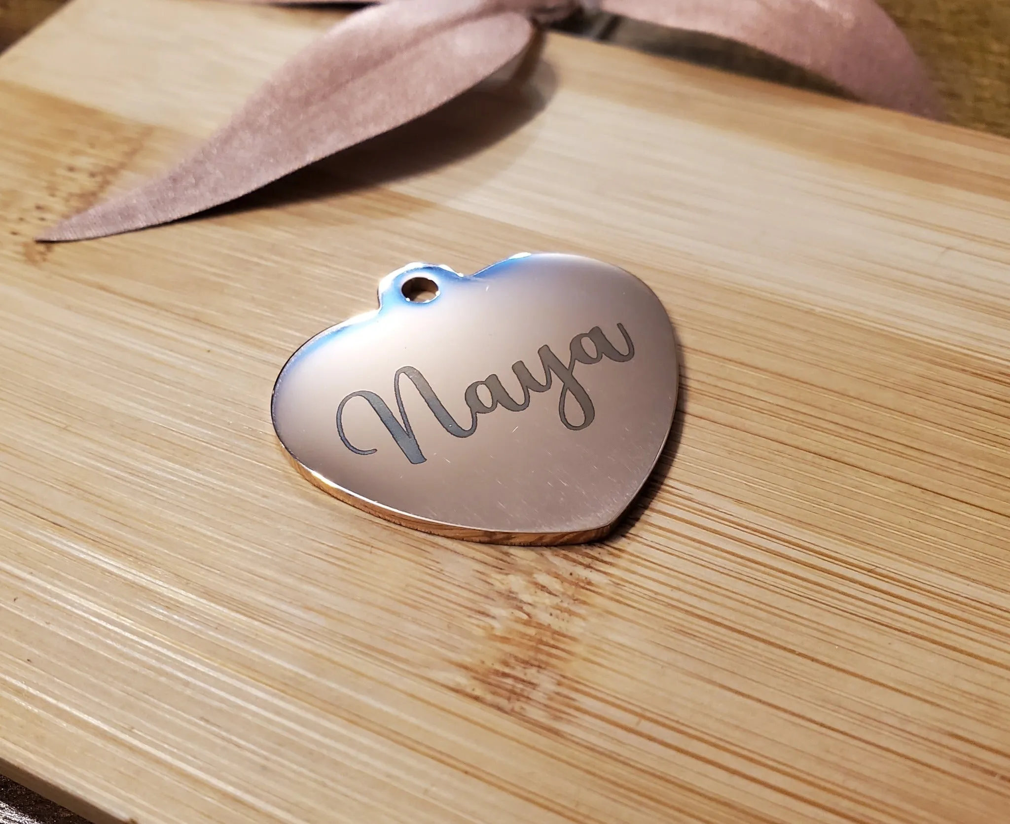 Silver Heart Shaped Pet ID Tag | Laser Engraved