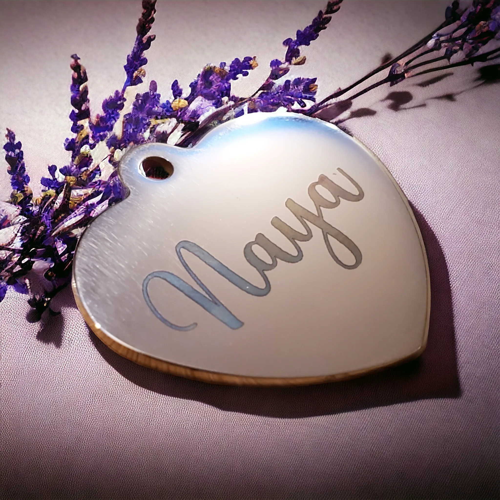 Silver Heart Shaped Pet ID Tag | Laser Engraved