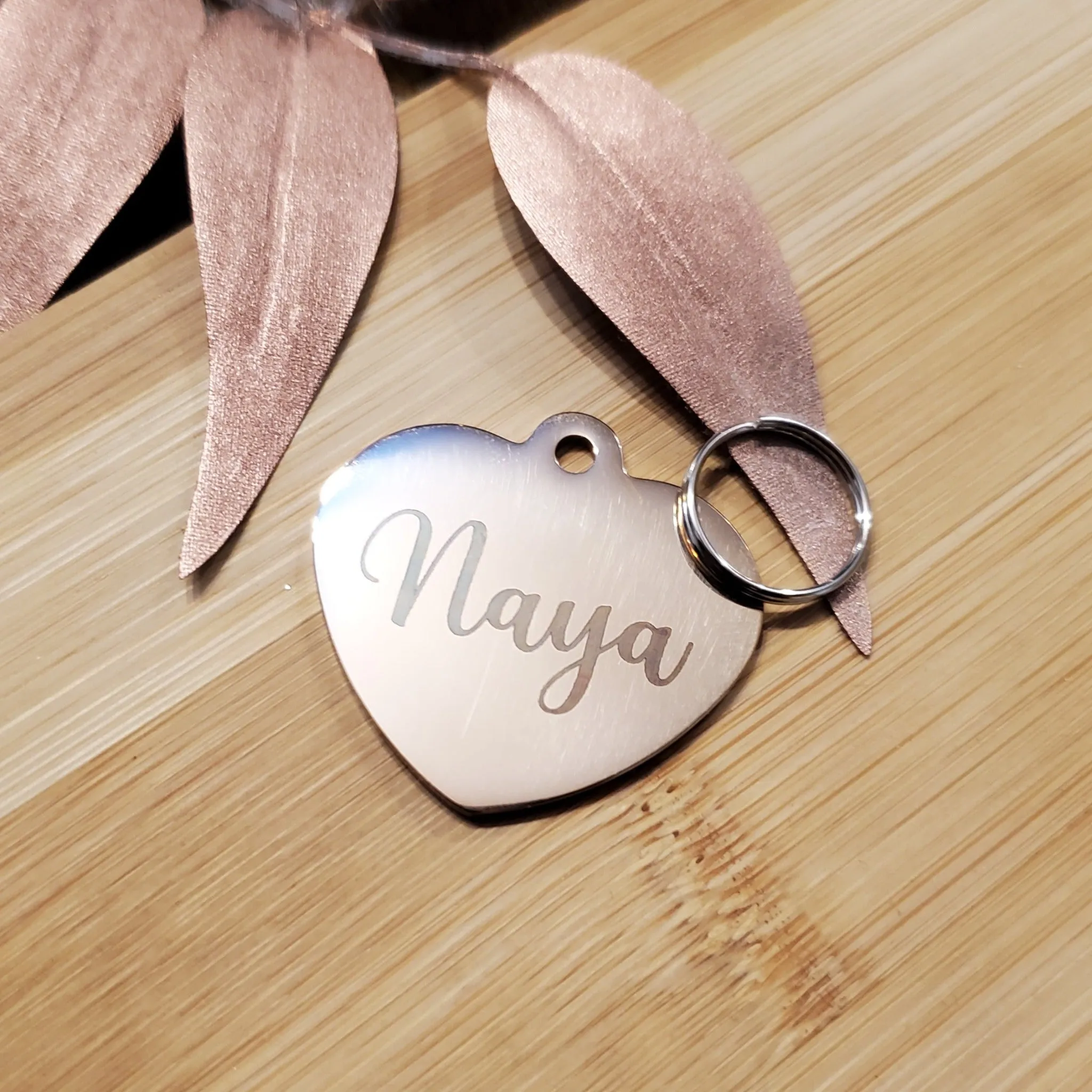 Silver Heart Shaped Pet ID Tag | Laser Engraved