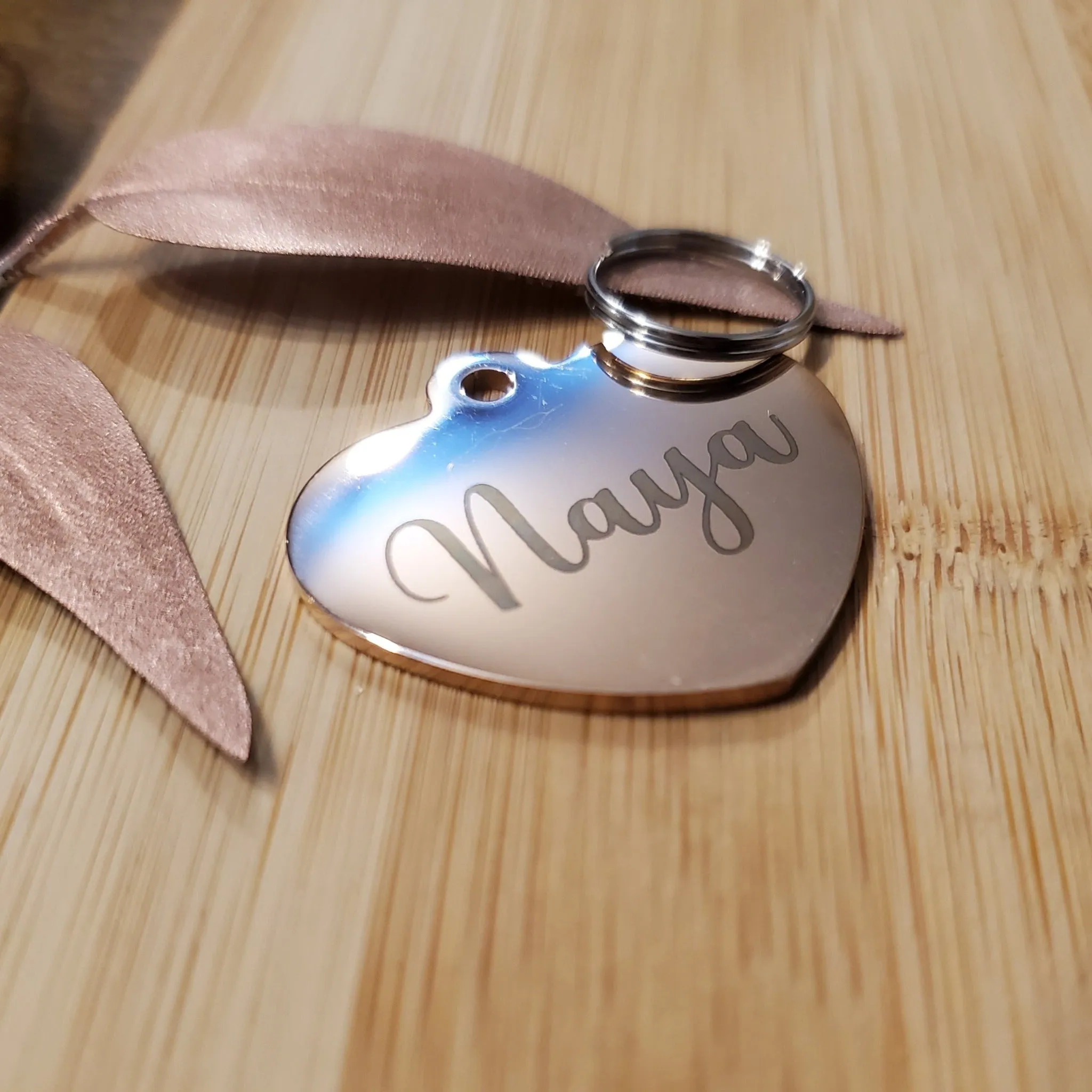 Silver Heart Shaped Pet ID Tag | Laser Engraved