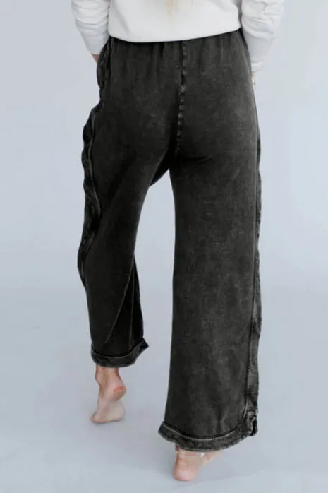 So Comfy Wide Leg Pant Cropped Length - Charcoal