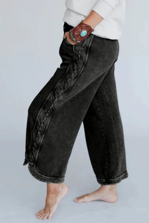 So Comfy Wide Leg Pant Cropped Length - Charcoal
