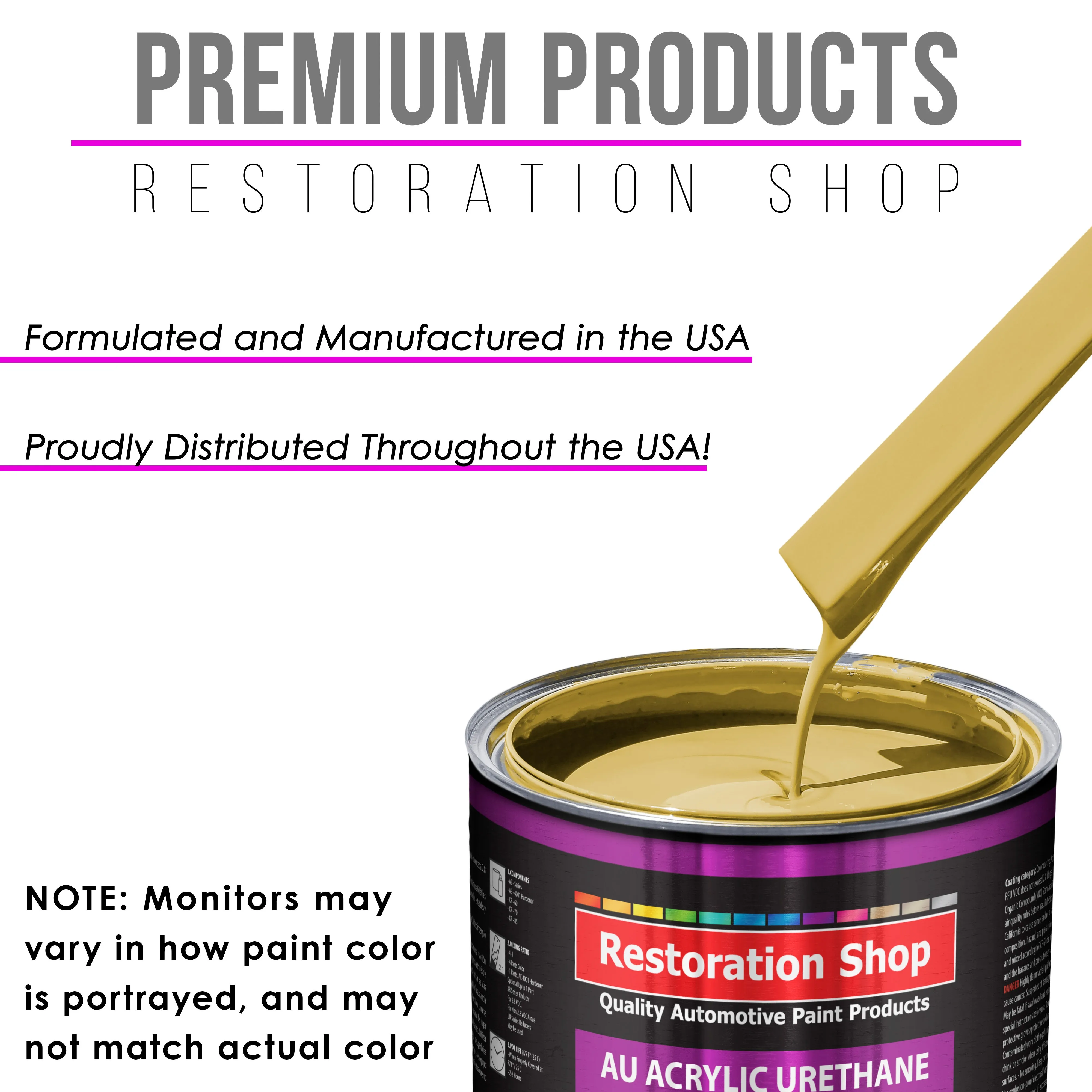 Springtime Yellow Acrylic Urethane Auto Paint - Complete Gallon Paint Kit - Professional Single Stage Automotive Car Coating, 4:1 Mix Ratio 2.8 VOC