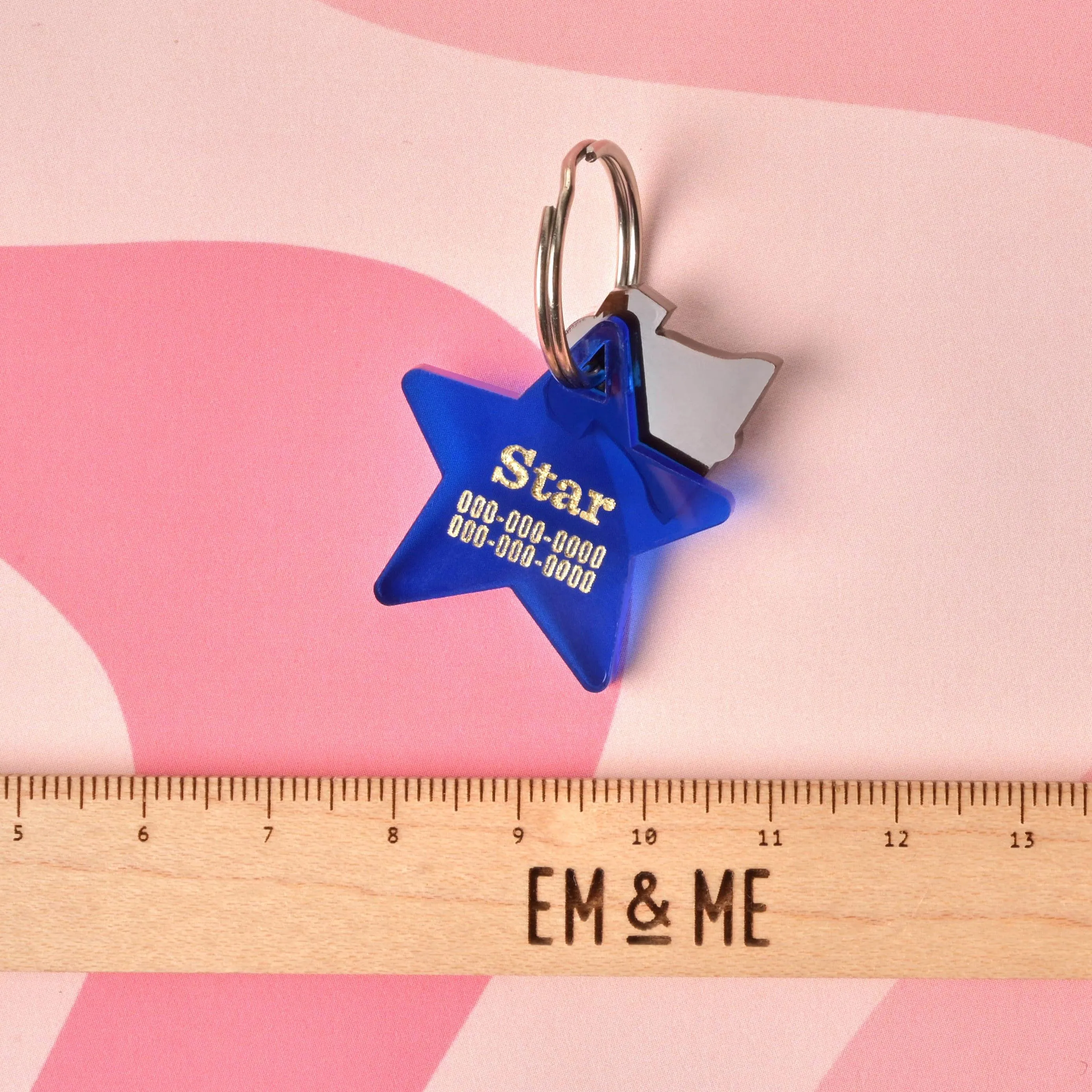 Star, Serif, Small Personalized Pet Tag
