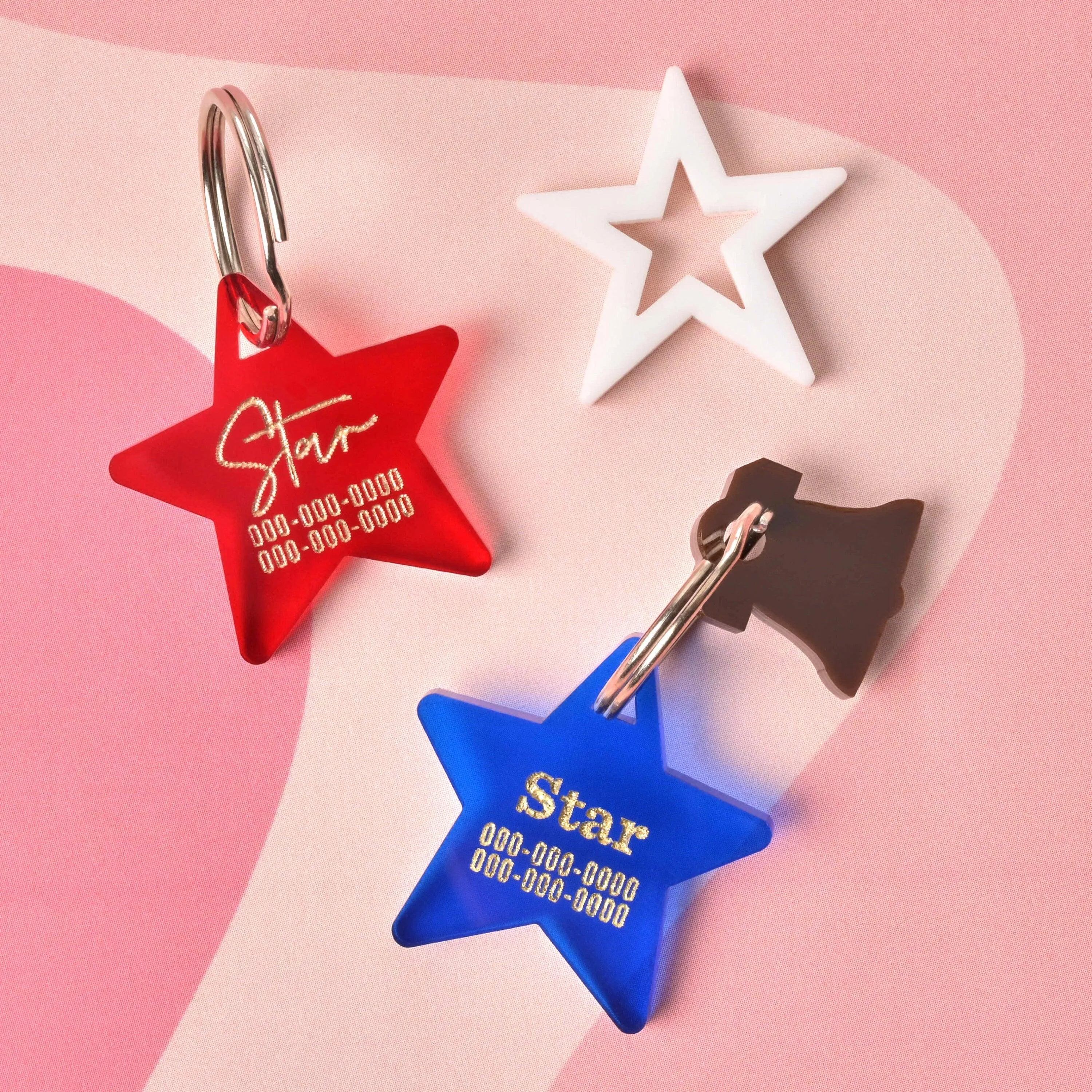 Star, Serif, Small Personalized Pet Tag