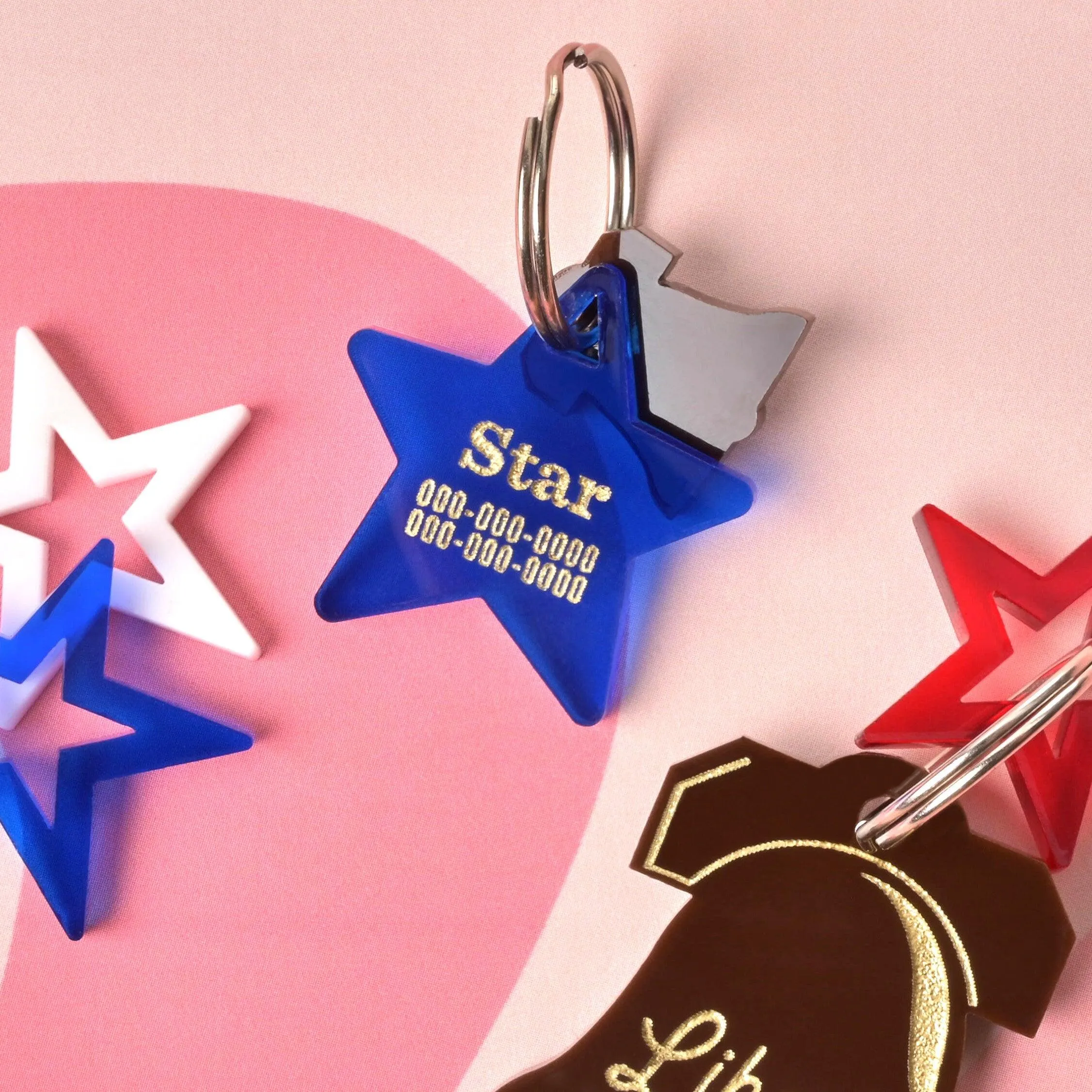 Star, Serif, Small Personalized Pet Tag