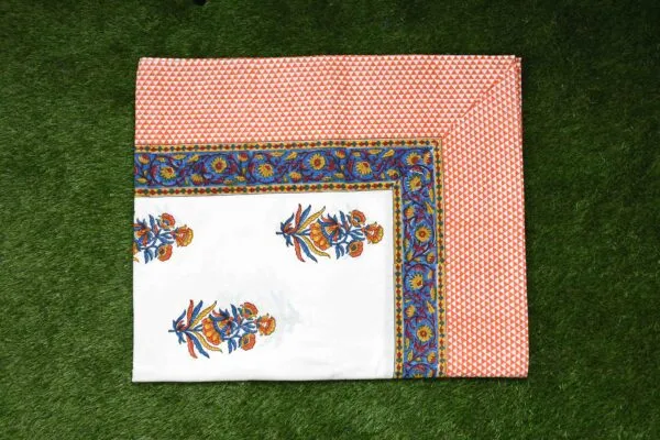 Tangerine Skie Premium Cotton Hand Block Print Bedsheet