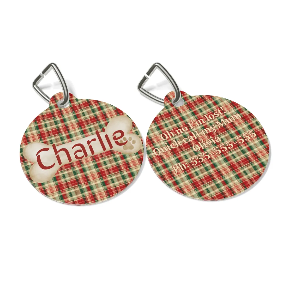 Tartan Collection 8 - Pet Tag Round and Bone Shape, Bandana, Lead, Dinner Bowl, Pet Bed