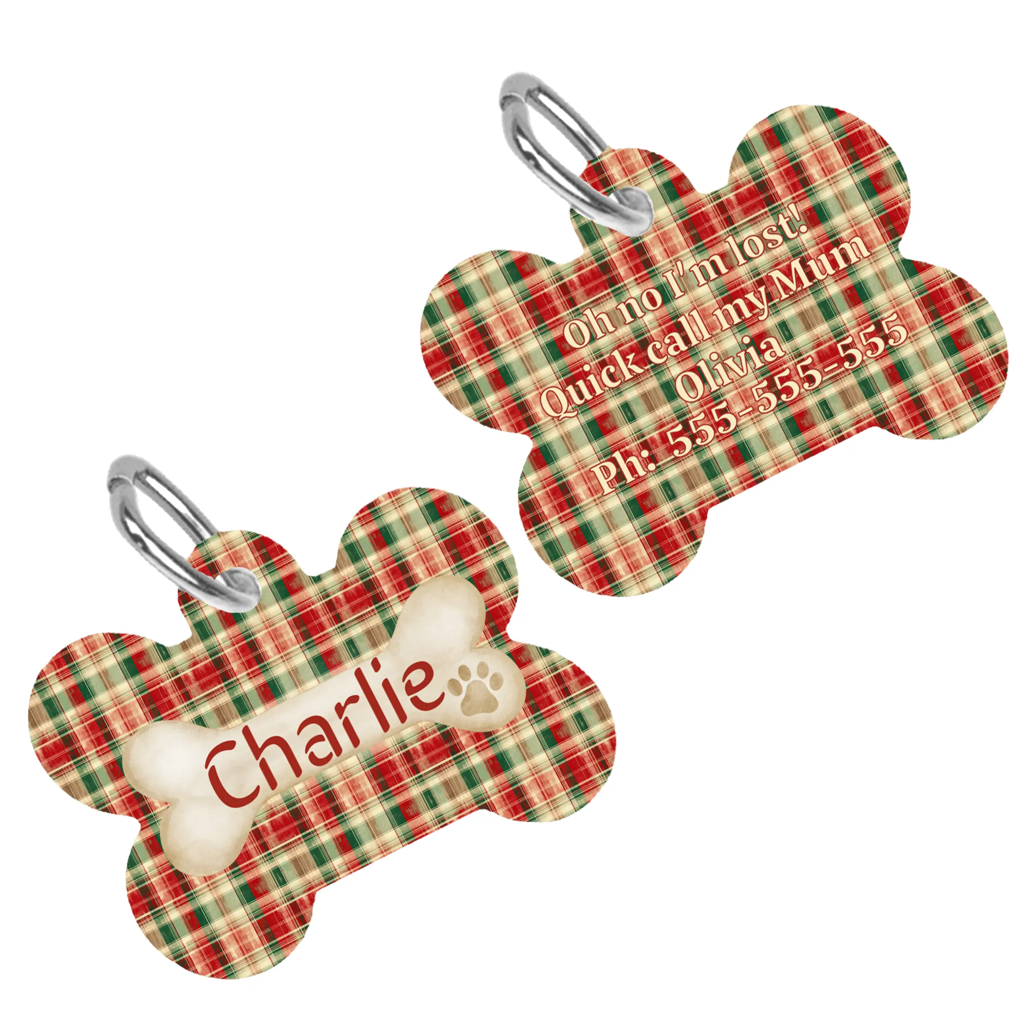 Tartan Collection 8 - Pet Tag Round and Bone Shape, Bandana, Lead, Dinner Bowl, Pet Bed