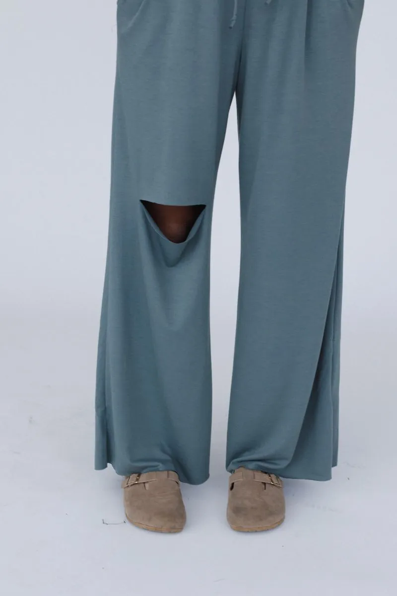 The Nest Cora Wide Leg Pants - Light Olive