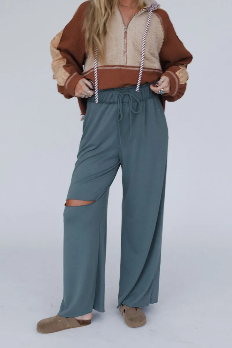 The Nest Cora Wide Leg Pants - Light Olive