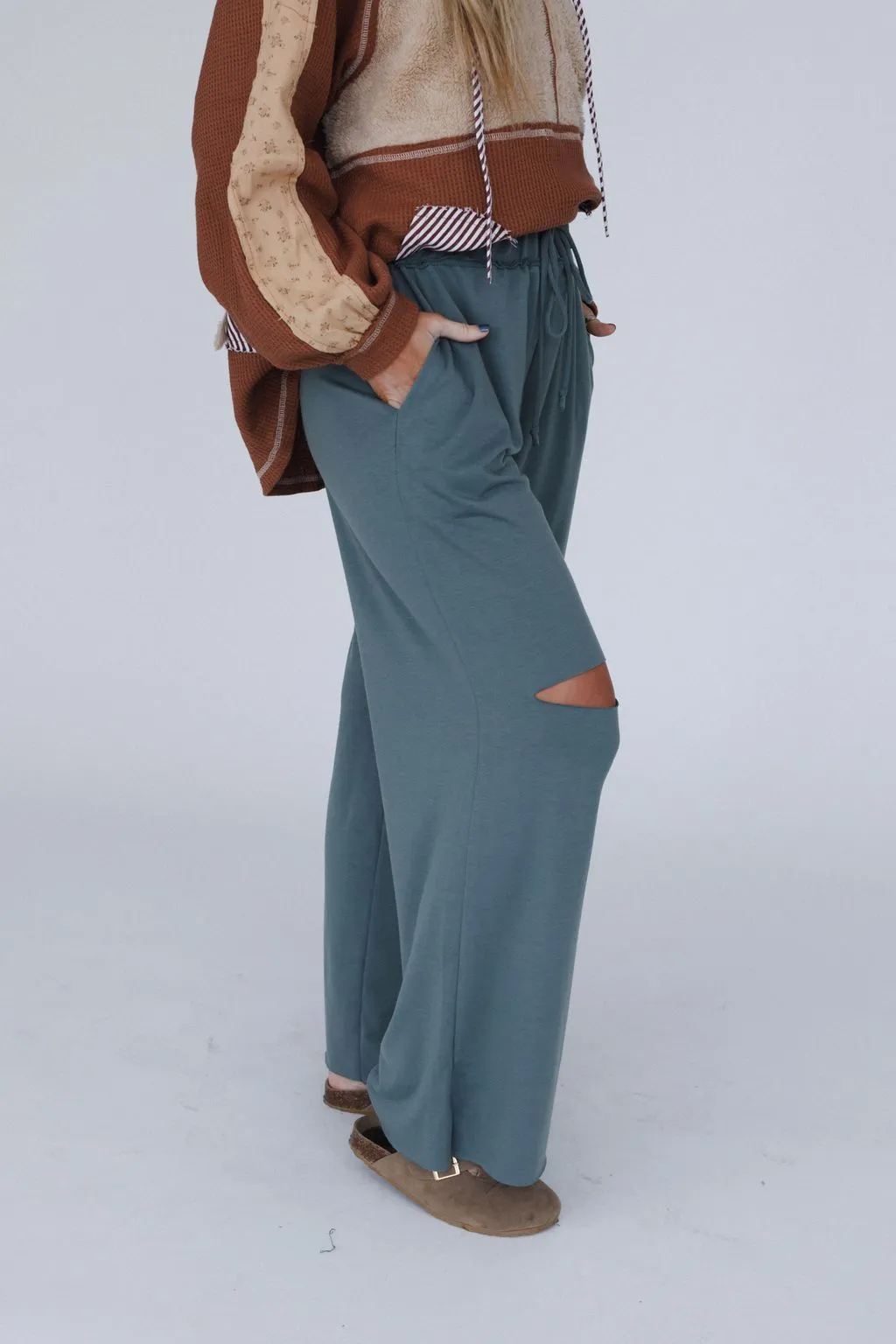 The Nest Cora Wide Leg Pants - Light Olive