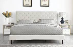 The Velour - Hand Tufted Luxury Upholstered Platform Bed - 48" Tall Adjustable Headboard in Suede Velour