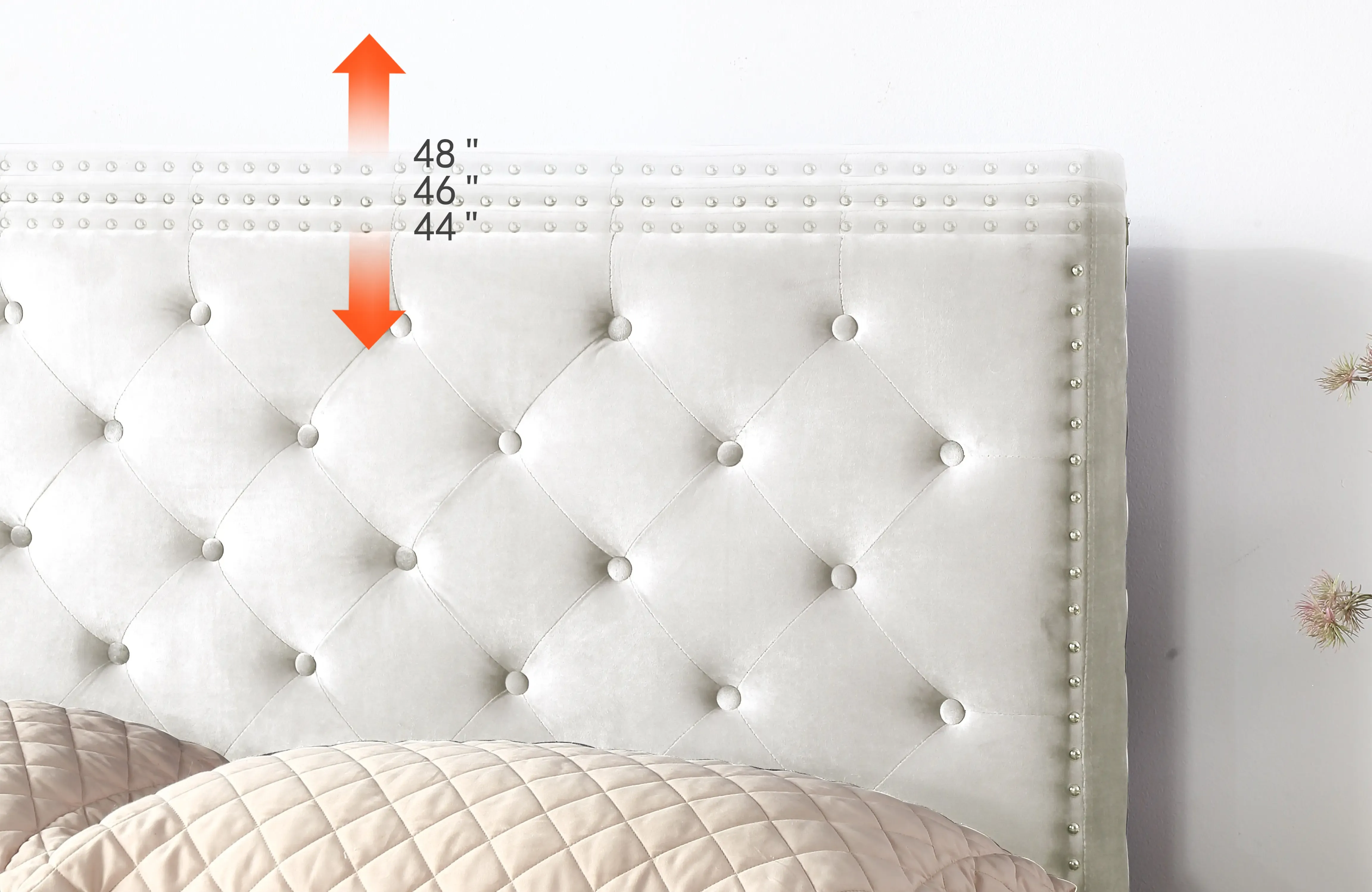 The Velour - Hand Tufted Luxury Upholstered Platform Bed - 48" Tall Adjustable Headboard in Suede Velour