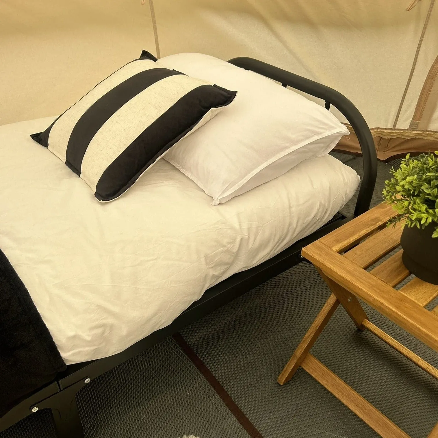 Ultra-Comfort Camping Bed: Lightweight Foldable Frame with Luxury Mattress & Memory Foam Topper