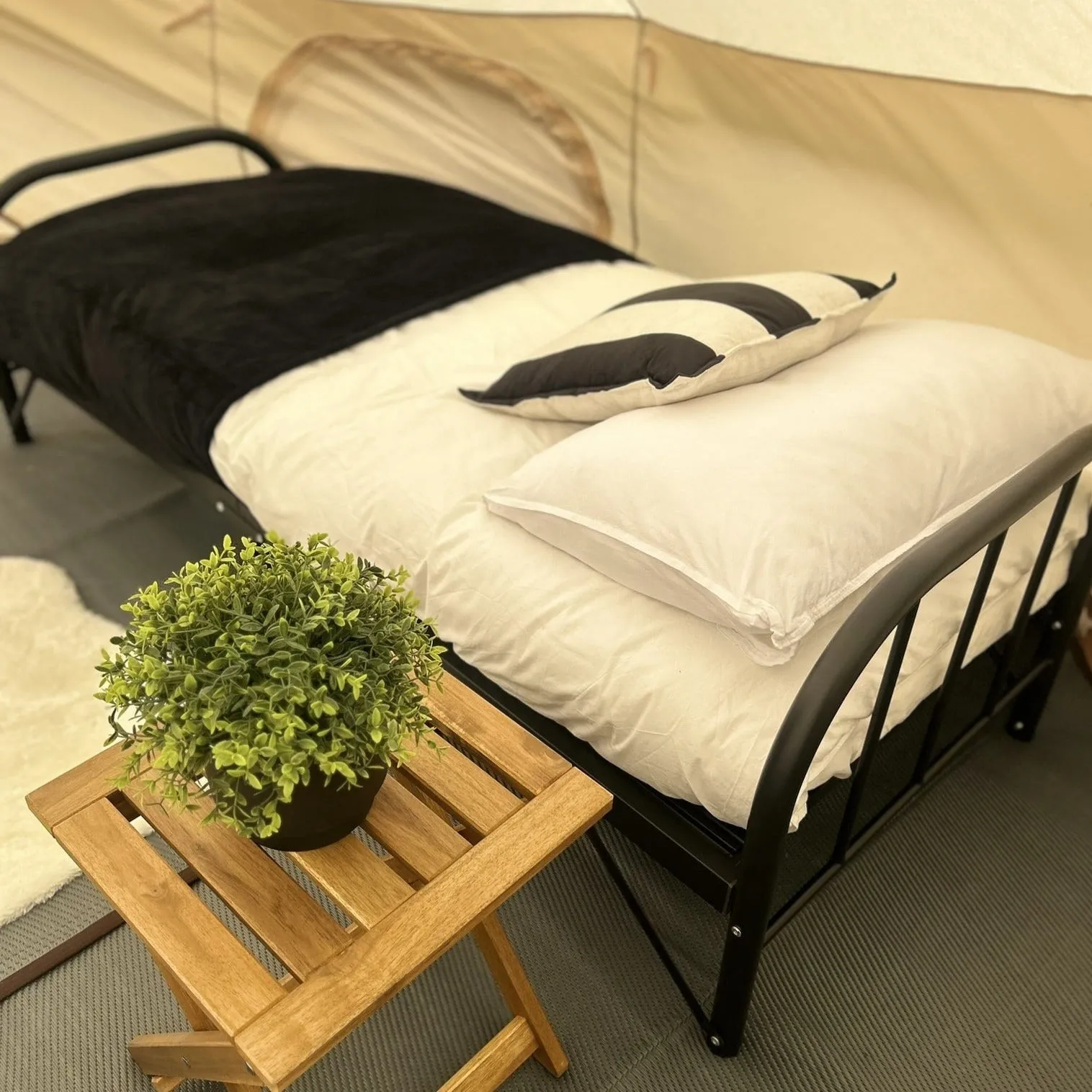 Ultra-Comfort Camping Bed: Lightweight Foldable Frame with Luxury Mattress & Memory Foam Topper