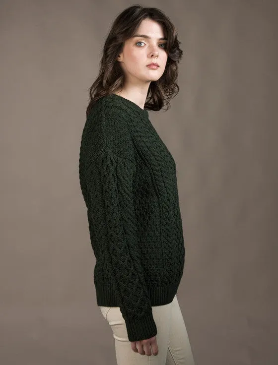 Unisex Aran Sweater - Army Green