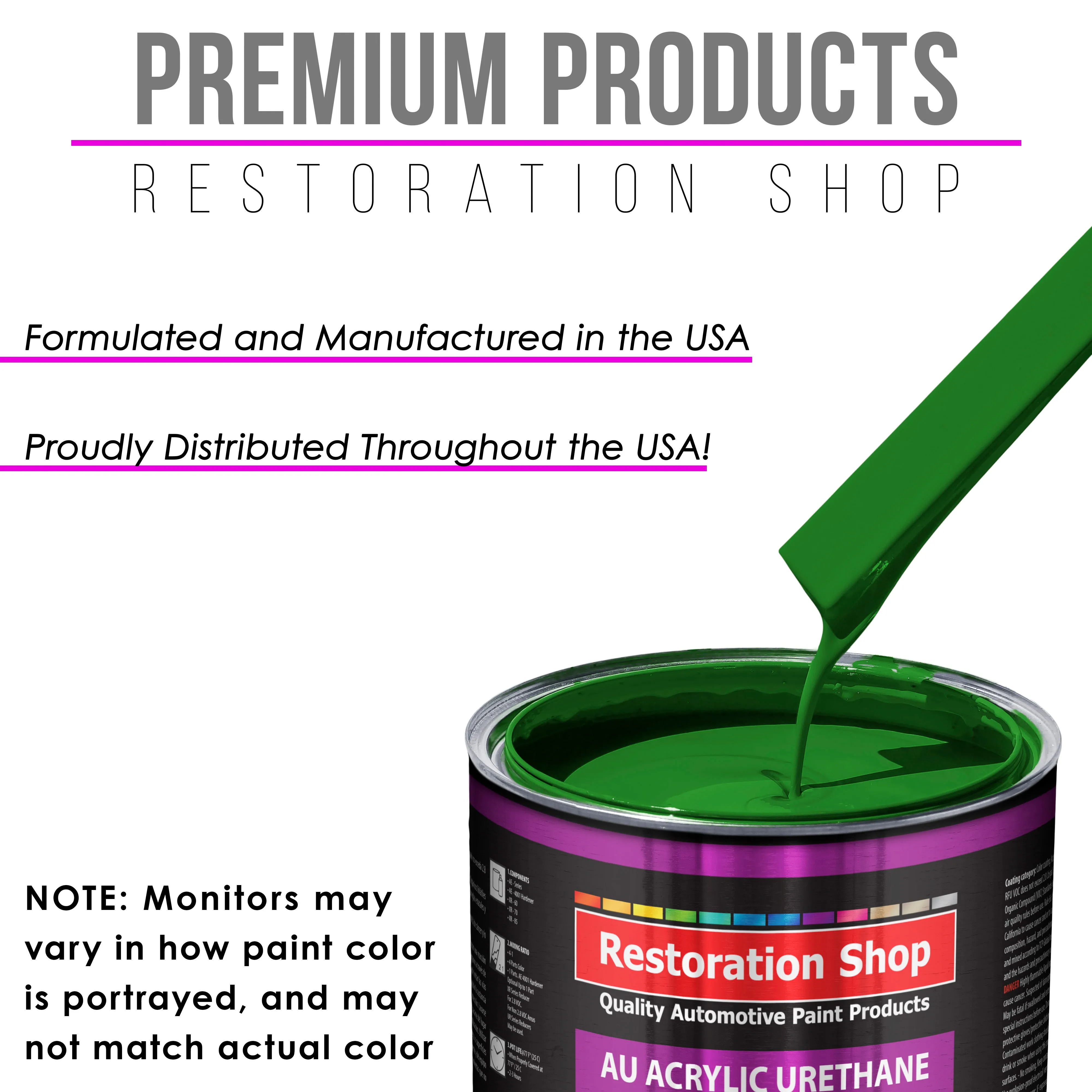 Vibrant Lime Green Acrylic Urethane Auto Paint - Complete Gallon Paint Kit - Professional Single Stage Automotive Car Coating, 4:1 Mix Ratio 2.8 VOC