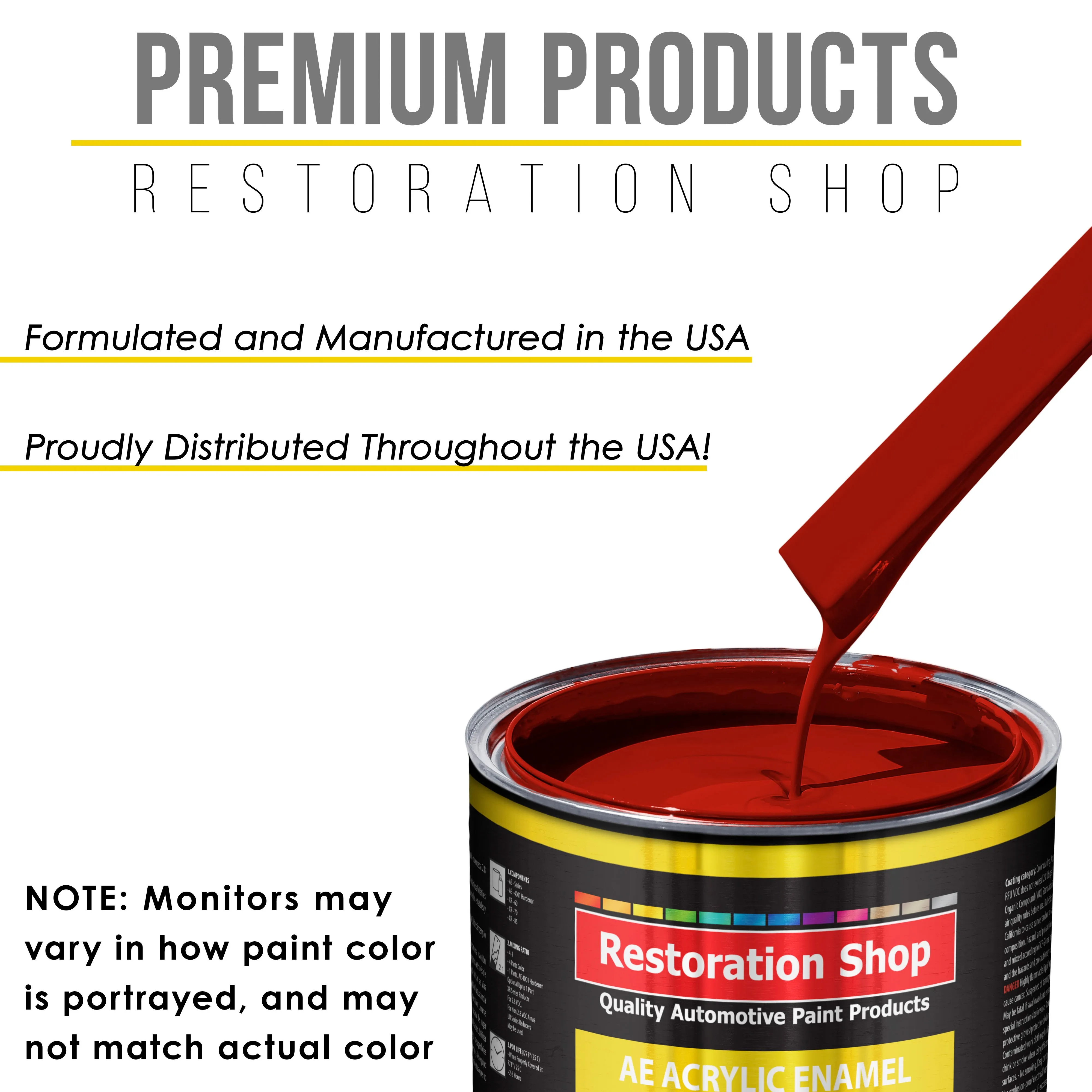 Victory Red Acrylic Enamel Auto Paint - Complete Gallon Paint Kit - Professional Single Stage Automotive Car Truck Coating, 8:1 Mix Ratio 2.8 VOC