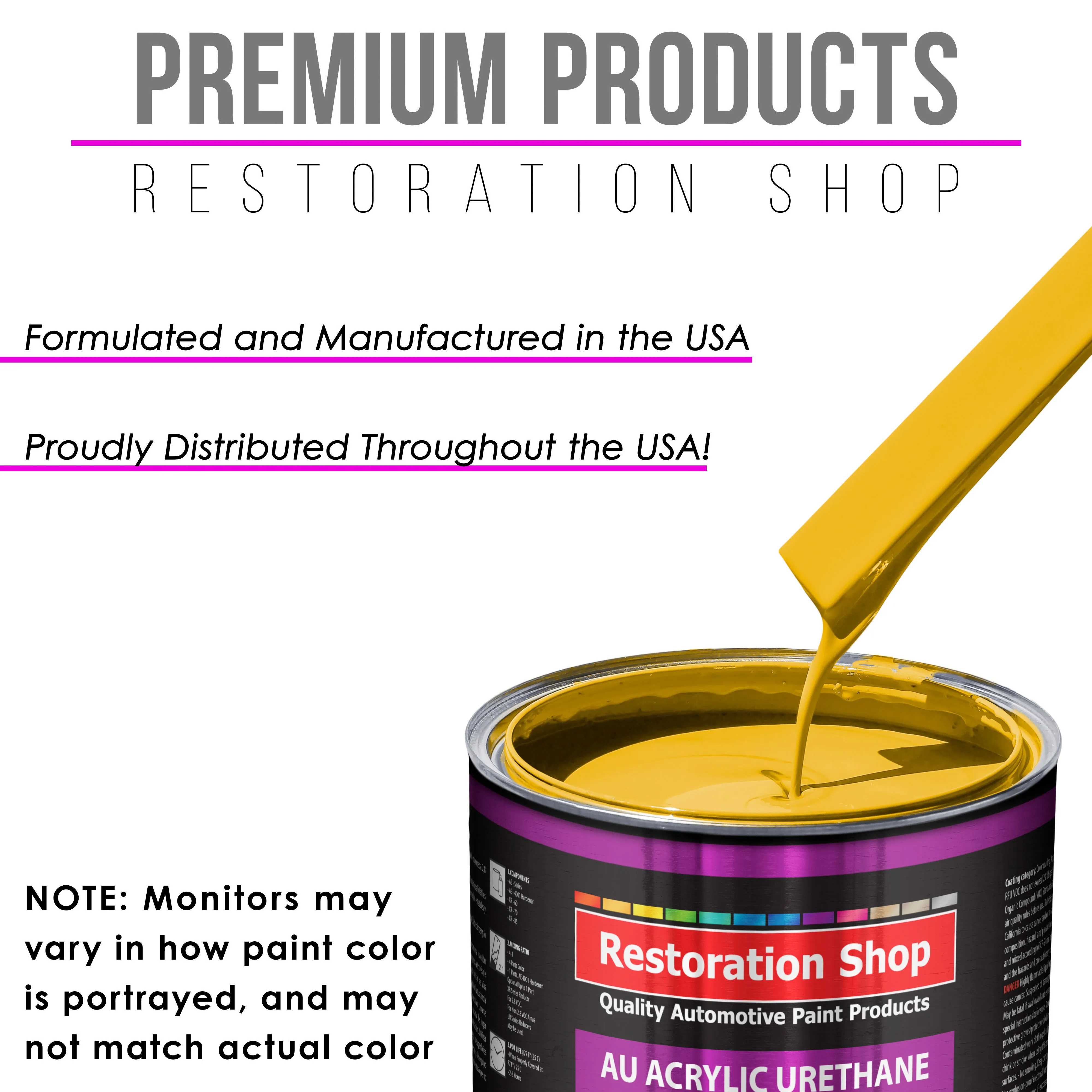 Viper Yellow Acrylic Urethane Auto Paint - Complete Gallon Paint Kit - Professional Single Stage Automotive Car Truck Coating, 4:1 Mix Ratio 2.8 VOC