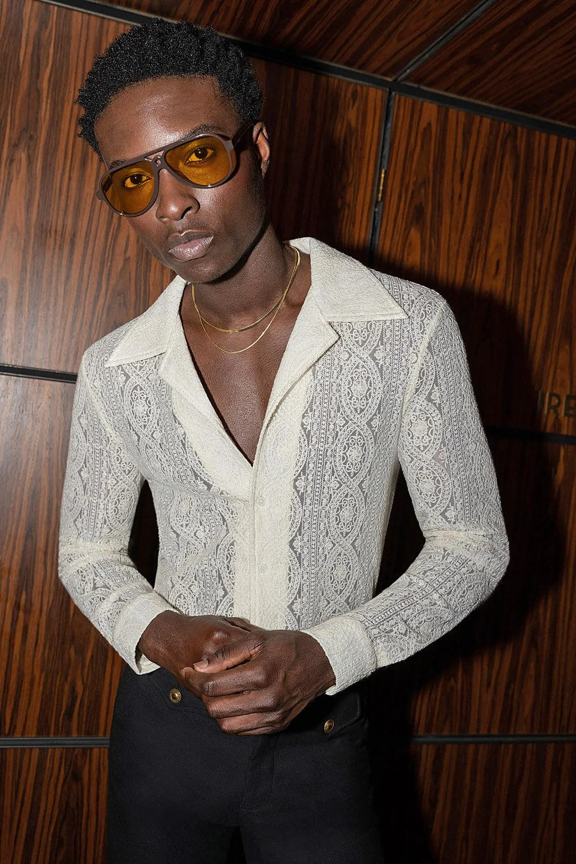 Western Ivory Lace Embroidery Shirt