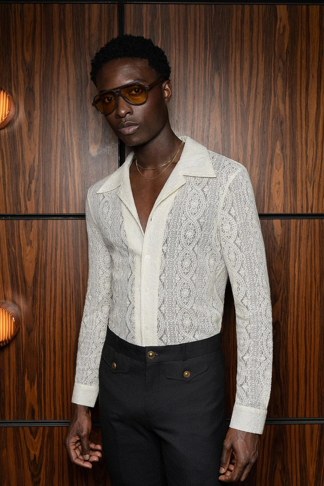 Western Ivory Lace Embroidery Shirt