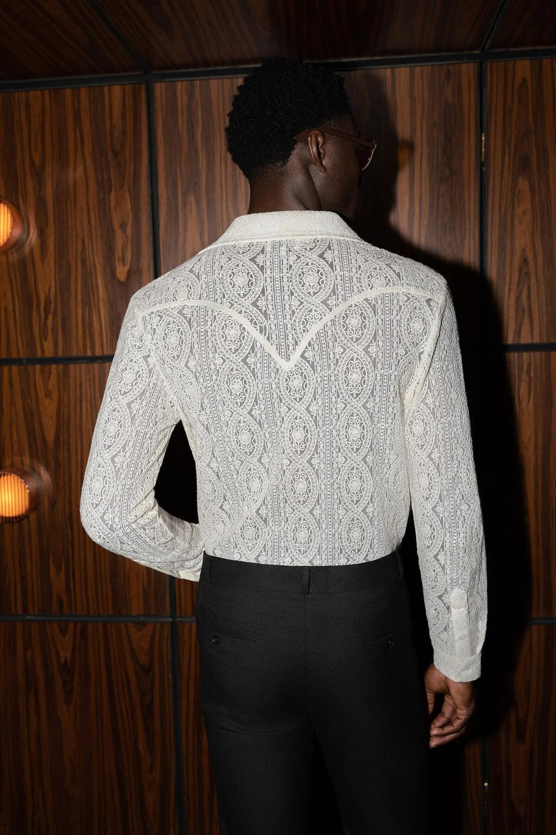 Western Ivory Lace Embroidery Shirt