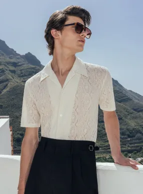 Western Ivory Lace Embroidery Short Sleeve Shirt