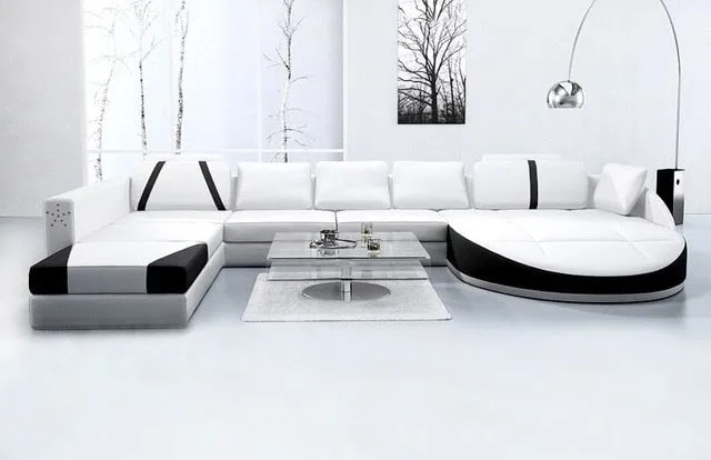 White 2PCS Chaise Lounge Leather Sofa Set