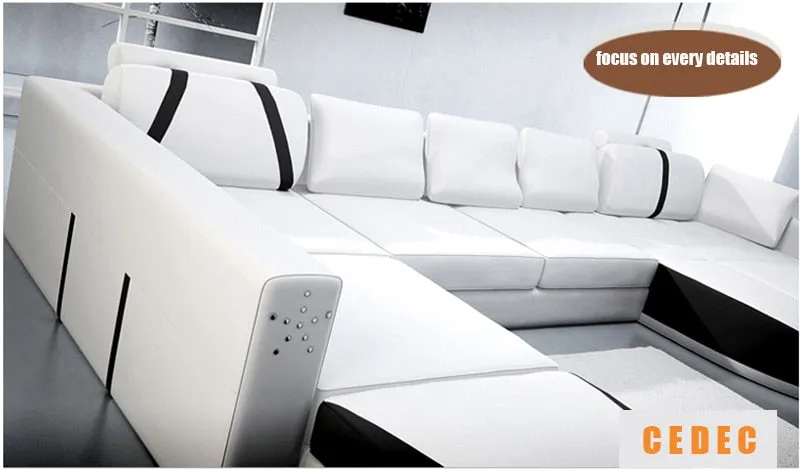 White 2PCS Chaise Lounge Leather Sofa Set