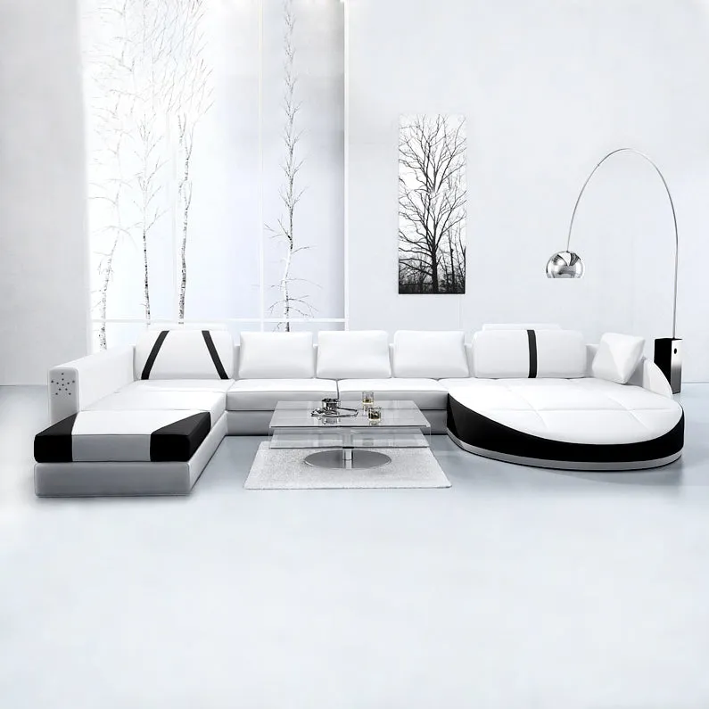 White 2PCS Chaise Lounge Leather Sofa Set